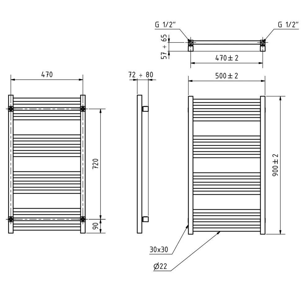 Terma Fiona Electric Heated Towel Rail with SIM Heating Element