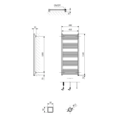 Terma Fiona One Electric Heated Towel Rail with Heating Element - Sparkling Gravel - 4 Sizes