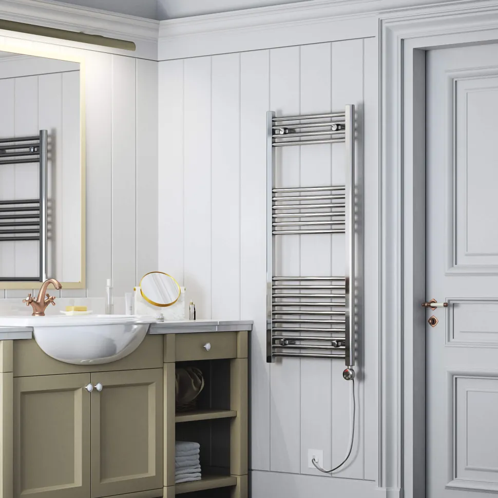Terma Leo Chrome Electric Heated Towel Rail with Heating Element