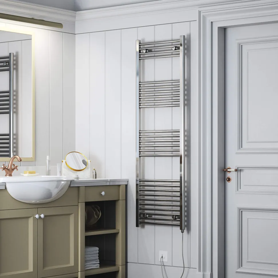 Terma Leo Chrome Electric Heated Towel Rail with Heating Element