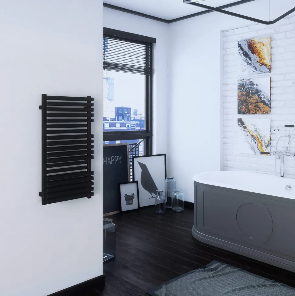 Terma Quadrus Bold One Electric Heated Towel Rail with Heating Element - Metallic Black