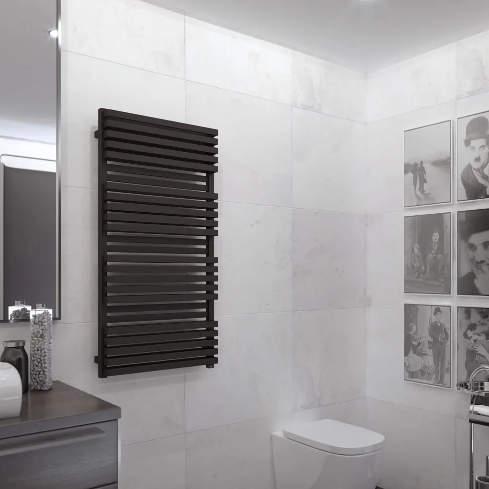 Terma Quadrus Bold One Electric Heated Towel Rail with Heating Element - Metallic Black