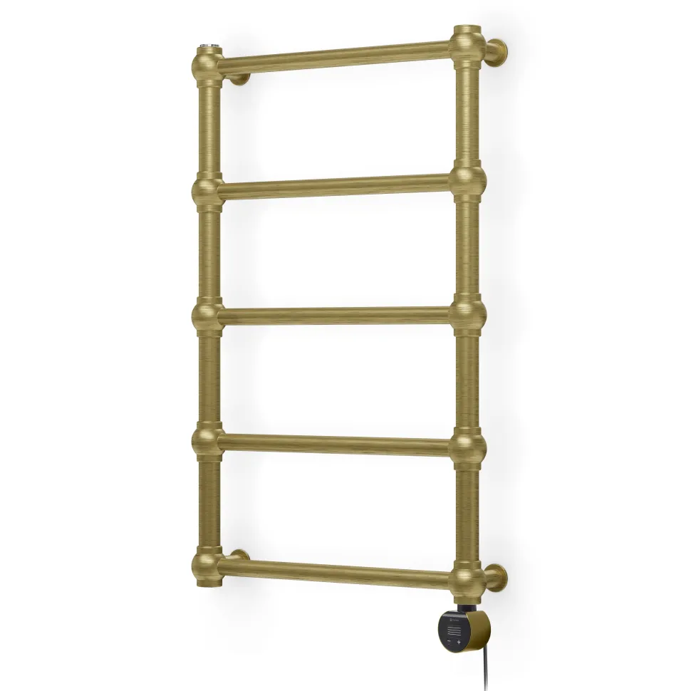 Terma Retro Brushed Brass Electric Heated Towel Rail with VEO Wi-Fi Controlled Heating Element
