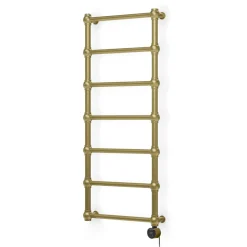 Terma Retro Brushed Brass Electric Heated Towel Rail with VEO Wi-Fi Controlled Heating Element