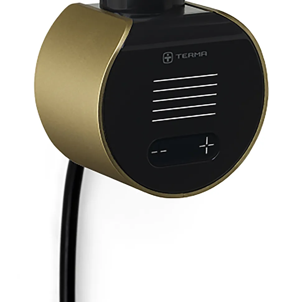 Terma Retro Brushed Brass Electric Heated Towel Rail with VEO Wi-Fi Controlled Heating Element
