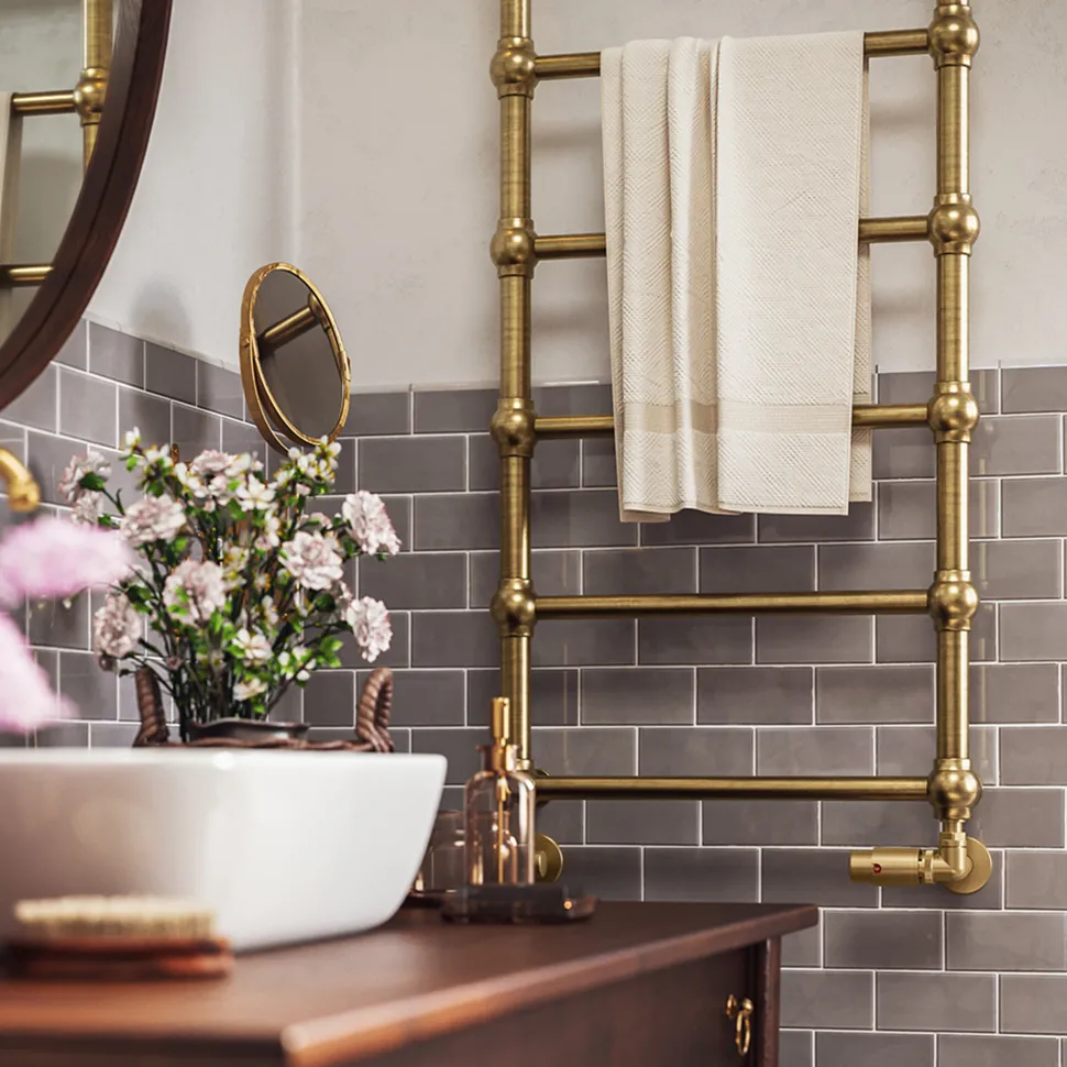 Terma Retro Designer Brushed Brass Heated Towel Rail