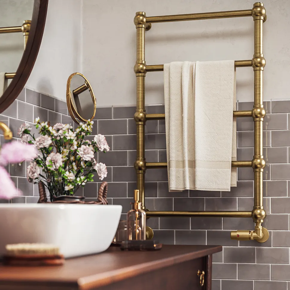 Terma Retro Designer Brushed Brass Heated Towel Rail