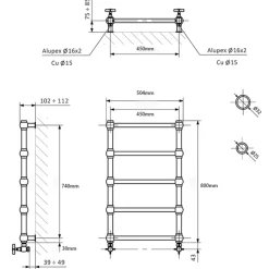 Terma Retro Designer Brushed Brass Heated Towel Rail
