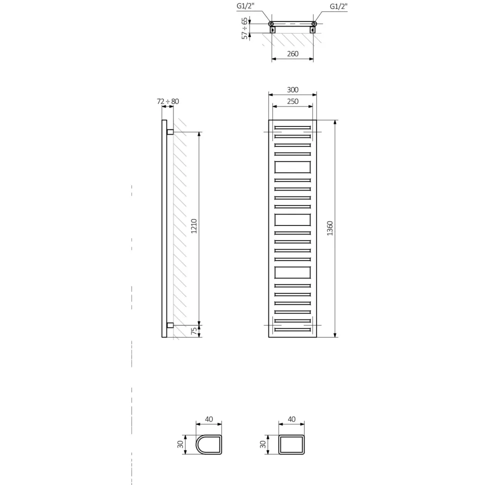 Terma Salisbury Black Heated Towel Rail
