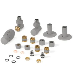 Terma Vario Royal Angled Thermostatic Valves with Pipe Masking