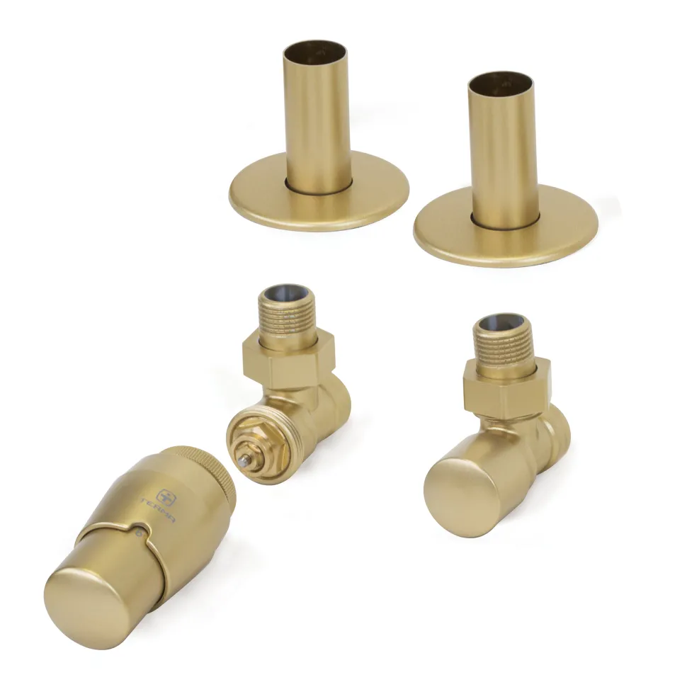 Terma Vario Royal Angled Thermostatic Valves with Pipe Masking
