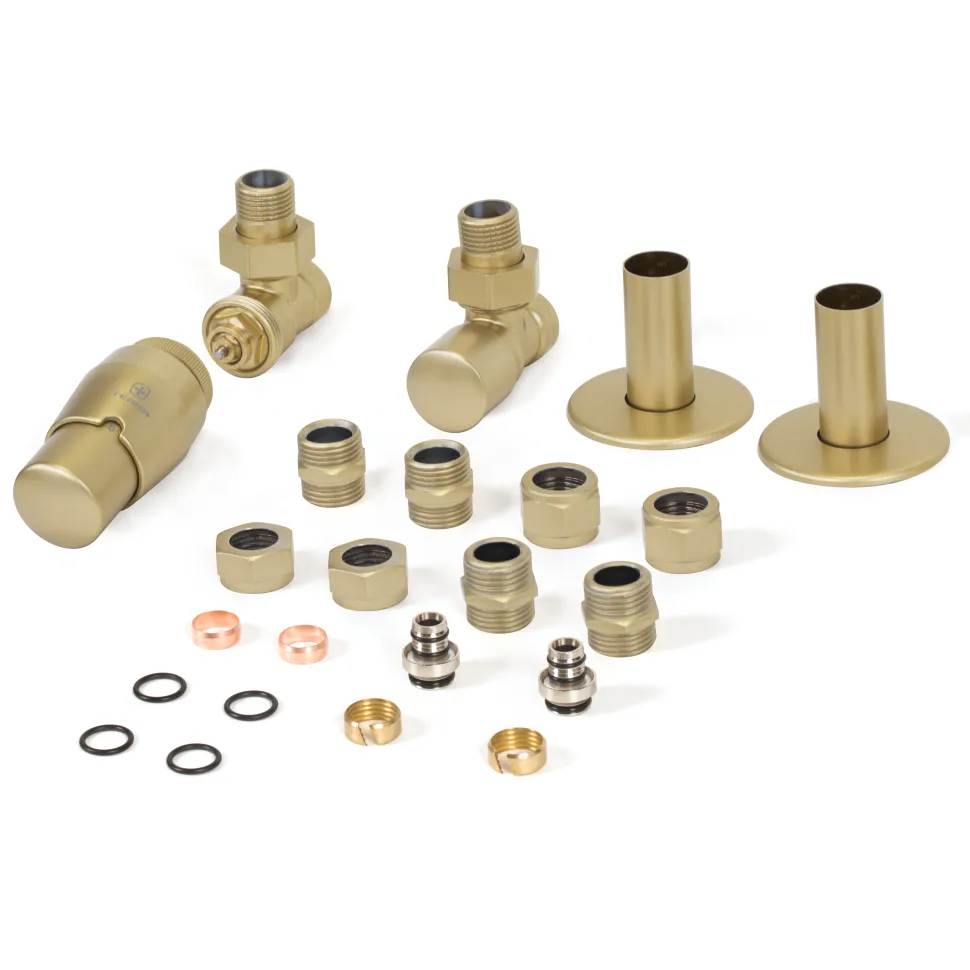Terma Vario Royal Angled Thermostatic Valves with Pipe Masking
