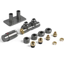 Terma Vario Twins All In One Integrated 50mm Valves with Pipe Masking Set