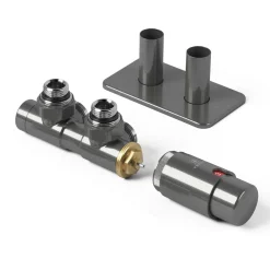 Terma Vario Twins All In One Integrated 50mm Valves with Pipe Masking Set