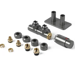 Terma Vario Twins All In One Integrated 50mm Valves with Pipe Masking Set