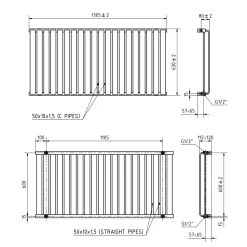 Terma Warp Room Double Panel 630 x 1305mm Electric Radiator with 1500W Wi-Fi Controlled VEO Heating Element