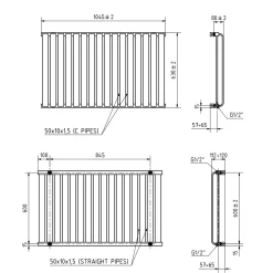 Terma Warp Room Double Panel 630 x 1045mm Electric Radiator with 1200W Wi-Fi Controlled VEO Heating Element