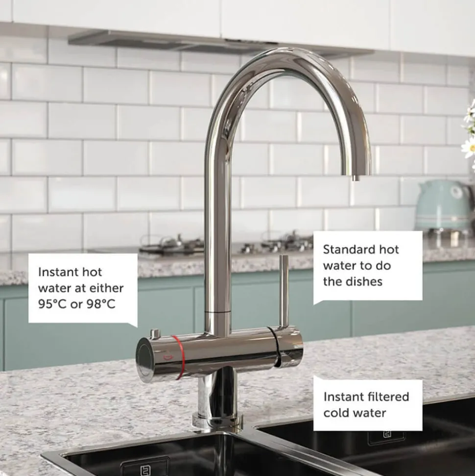 The Tap Factory Cromo Filtered Cold & Instant Boiling Water Tap with WRAS-Approved Boiler & Filter - Chrome