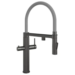 The Tap Factory Quilt Tube Gunmetal Pull Out Spray Boiling Water Kitchen Mixer with Filtered Cold Drinking Water & Coloured Spout