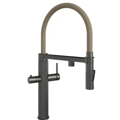 The Tap Factory Quilt Tube Gunmetal Pull Out Spray Boiling Water Kitchen Mixer with Filtered Cold Drinking Water & Coloured Spout