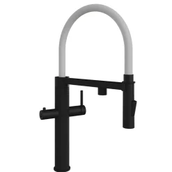 The Tap Factory Quilt Tube Vanto Black Pull Out Spray Boiling Water Kitchen Mixer with Filtered Cold Drinking Water & Coloured Spout