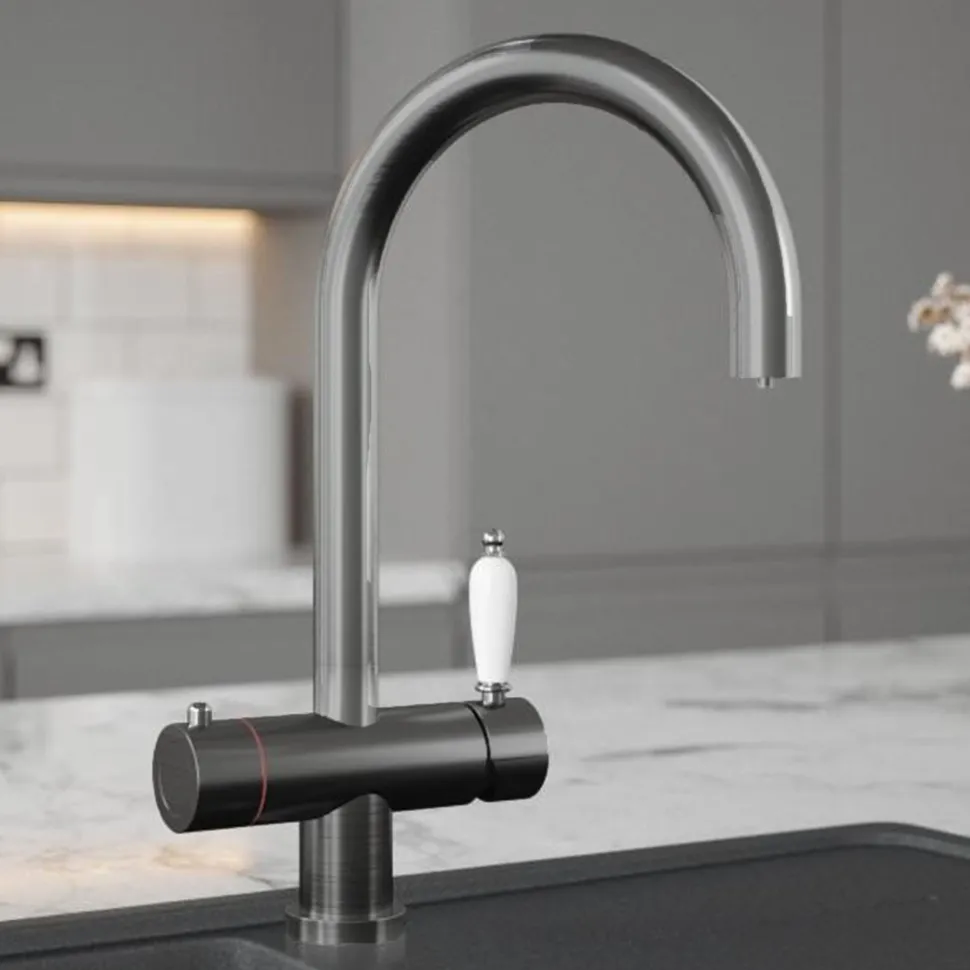 The Tap Factory Shaker Boiling Water Kitchen Mixer with Filtered Cold Drinking Water & Coloured Spout