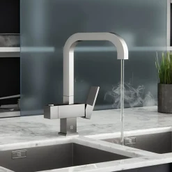The Tap Factory Tetra Filtered Cold & Instant Boiling Water Tap with Filter & WRAS Approved Boiler Tank - Brushed Steel