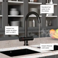 The Tap Factory Vanto Filtered Cold & Instant Boiling Water Tap with WRAS-Approved Boiler & Filter - Matt Black