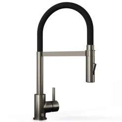 The Tap Factory Vibrance Tube Gunmetal Mono Pull Out Kitchen Mixer Tap with Coloured Spout