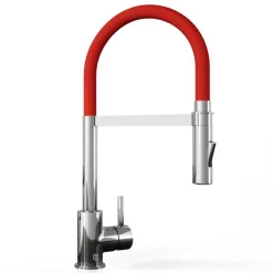 The Tap Factory Vibrance Tube Chrome Mono Pull Out Kitchen Mixer Tap with Coloured Spout