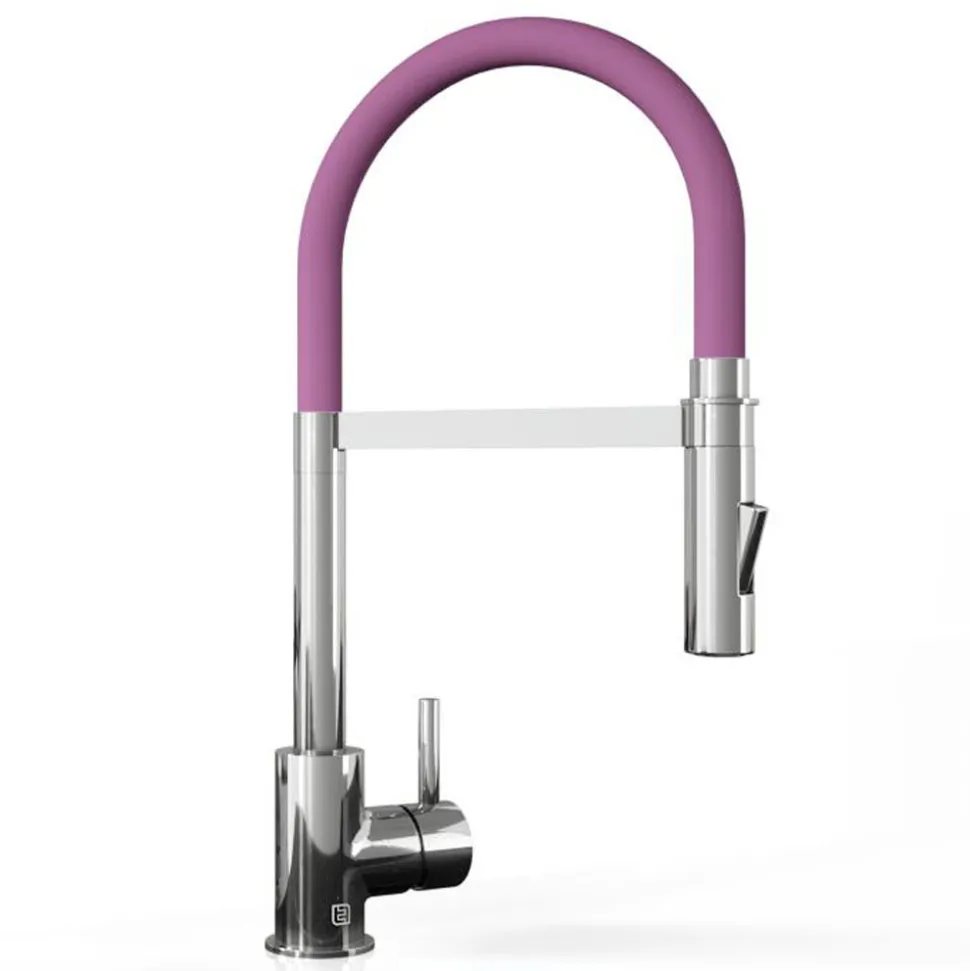 The Tap Factory Vibrance Tube Chrome Mono Pull Out Kitchen Mixer Tap with Coloured Spout