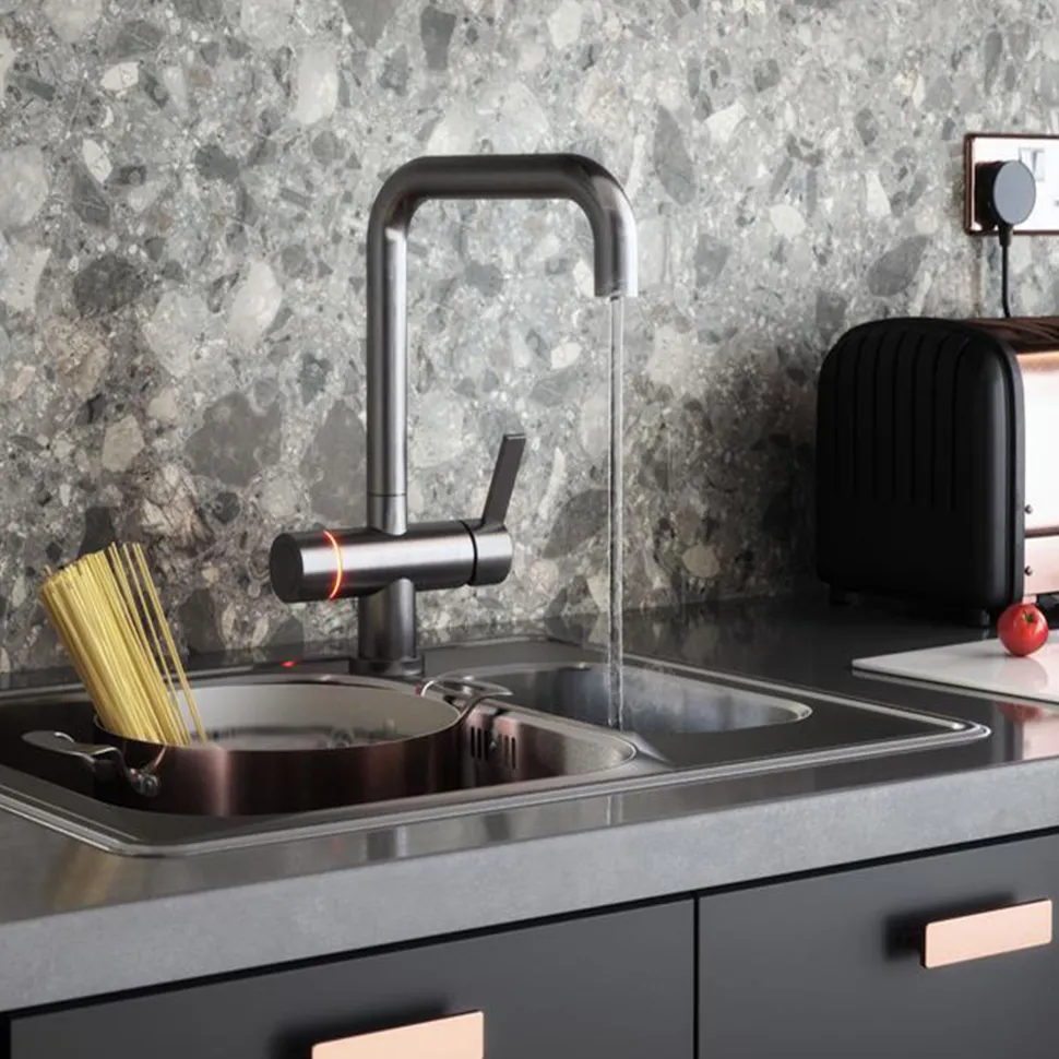 The Tap Factory Xara Brushed Steel Digital LED Boiling Water Tap with Filtered Cold Drinking Water
