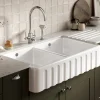 Thomas Denby Cotswold 2 Bowl Fluted White Ceramic Belfast Sink - 1000 x 535mm