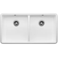 Thomas Denby Cotswold 2 Bowl Fluted White Ceramic Belfast Sink - 1000 x 535mm