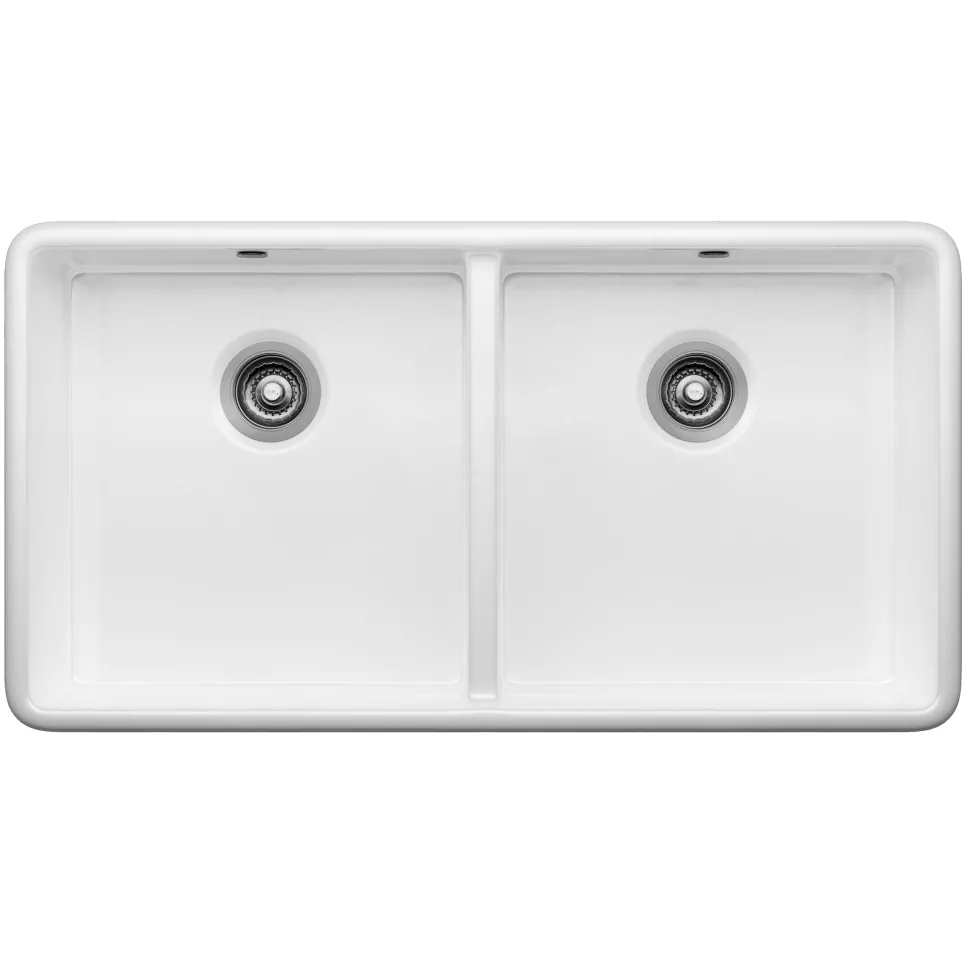 Thomas Denby Cotswold 2 Bowl Fluted White Ceramic Belfast Sink - 1000 x 535mm