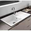 Thomas Denby Jarla 1 Bowl Gloss White Ceramic Kitchen Sink with Reversible Drainer - 1000 x 500mm