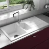 Thomas Denby Jarla 1.5 Bowl Gloss White Ceramic Kitchen Sink with Reversible Drainer - 1000 x 500mm