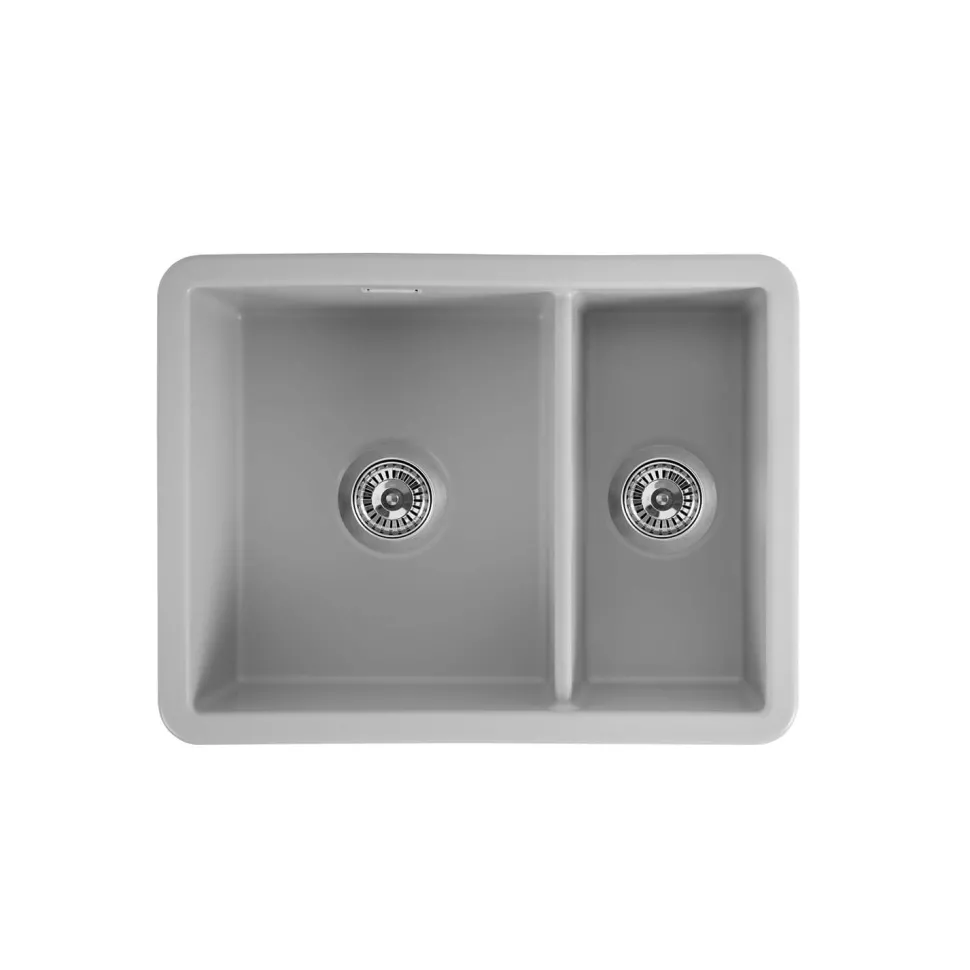 Thomas Denby Metro 1.5 Bowl Inset or Undermount Ceramic Kitchen Sink with Left Hand Main Bowl - 595 x 460mm