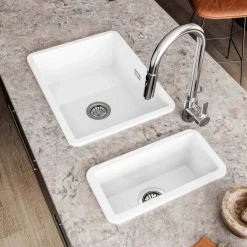 Thomas Denby Metro Large 1 Bowl Inset or Undermount Ceramic Kitchen Sink - 595 x 460mm