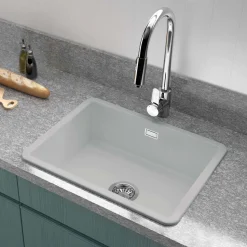 Thomas Denby Metro Large 1 Bowl Inset or Undermount Ceramic Kitchen Sink - 595 x 460mm