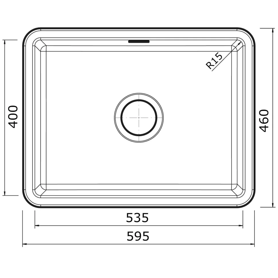 Thomas Denby Metro Large 1 Bowl Inset or Undermount Ceramic Kitchen Sink - 595 x 460mm