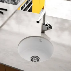 Thomas Denby Metro Round 1 Bowl Inset or Undermount Ceramic Kitchen Sink - 445 x 445mm