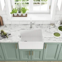 Thomas Denby Vintage Belfast 1 Bowl Ceramic Kitchen Sink with Weir Overflow - 595 x 455mm