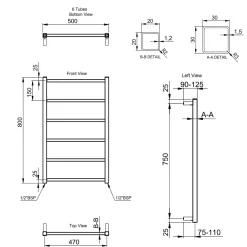 Toasty Arcus Polished Stainless Steel Electric Heated Towel Rail