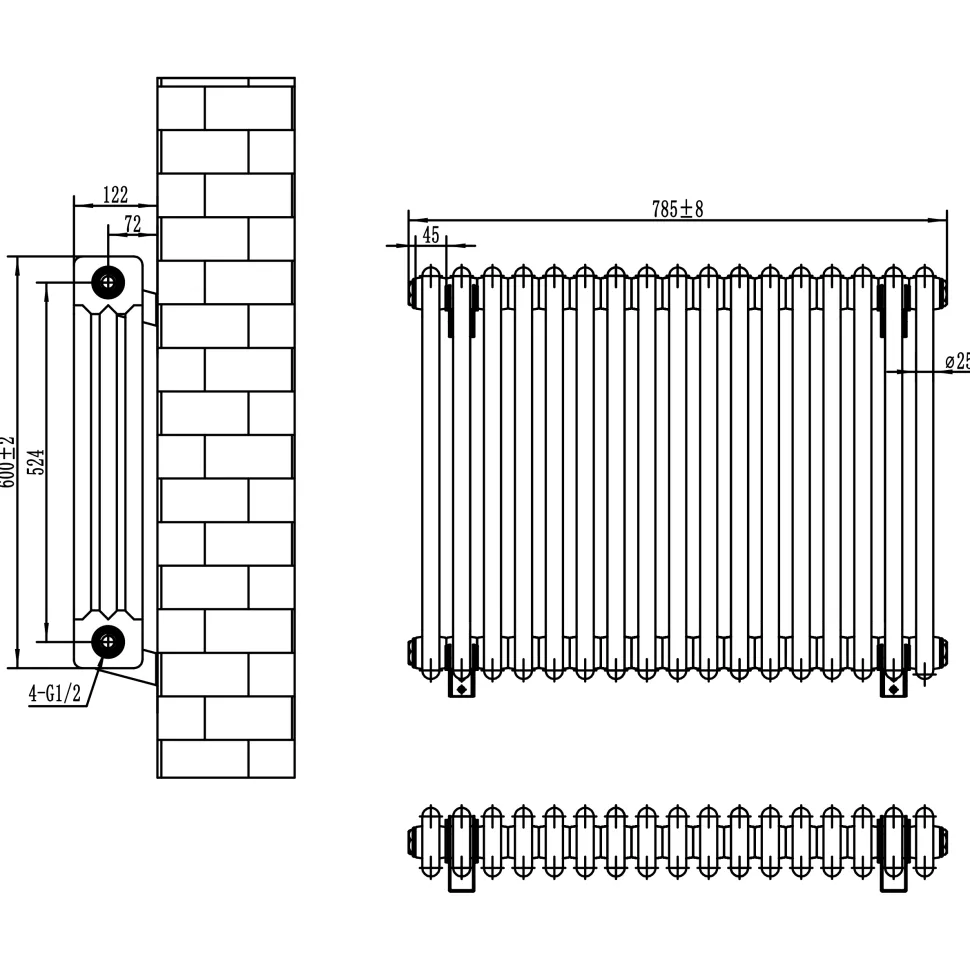Toasty Ardleigh Anthracite Horizontal Column Radiator