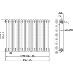 Toasty Ardleigh Antique Brass Horizontal Column Radiator