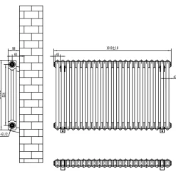 Toasty Ardleigh Matt Black Horizontal Column Radiator