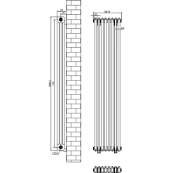 Toasty Ardleigh Matt Black Vertical Column Radiator