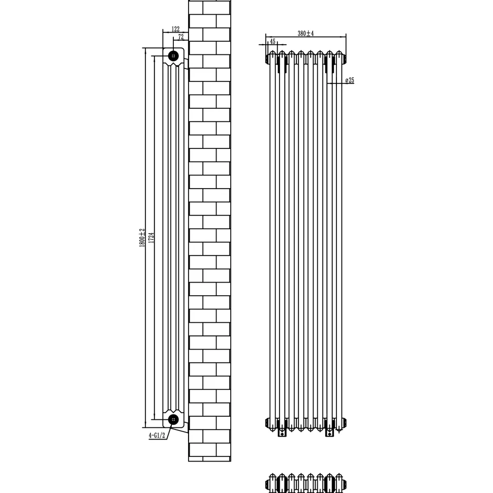Toasty Ardleigh Matt Black Vertical Column Radiator