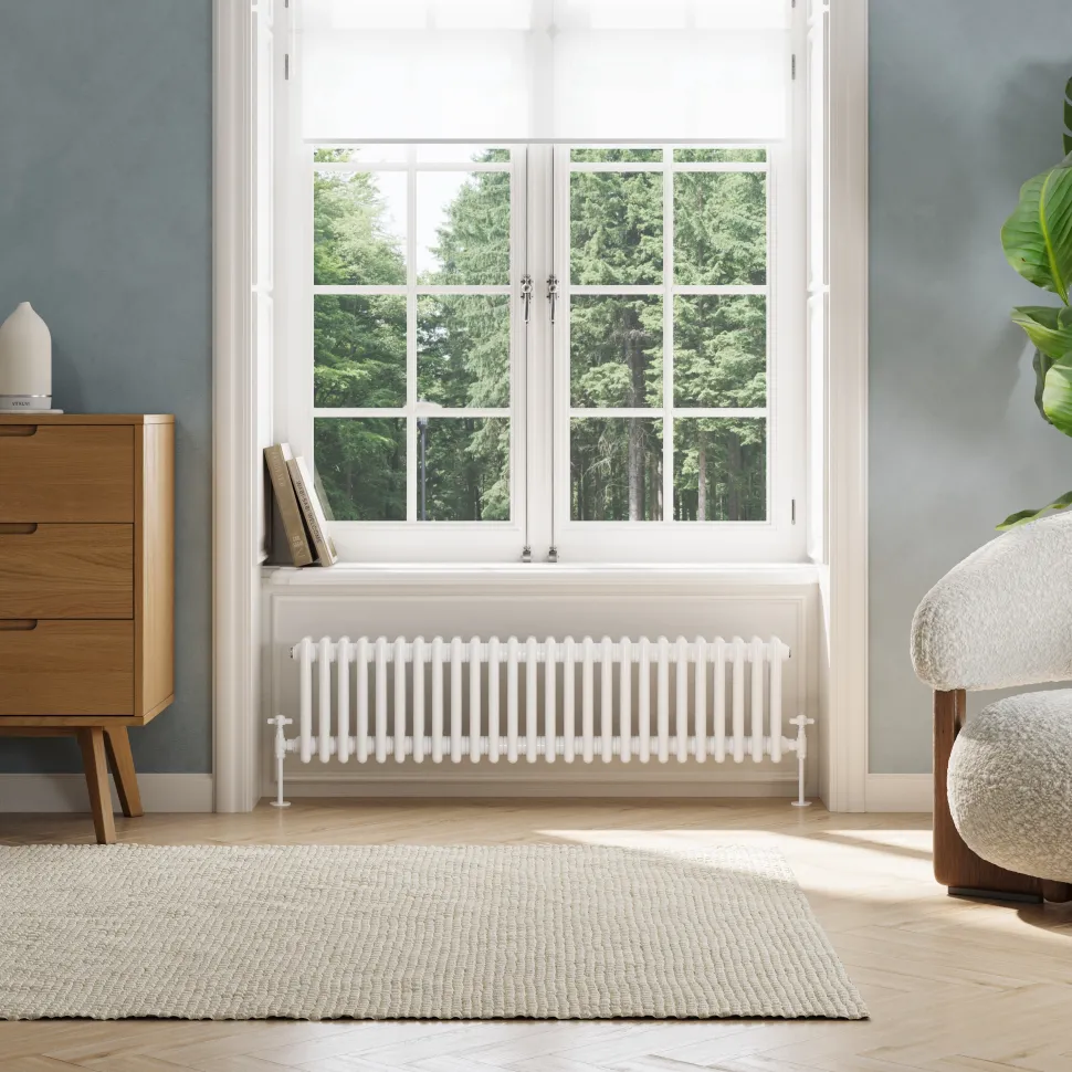 Toasty Ardleigh White Compact Horizontal 3 Column Radiator - 300mm Height
